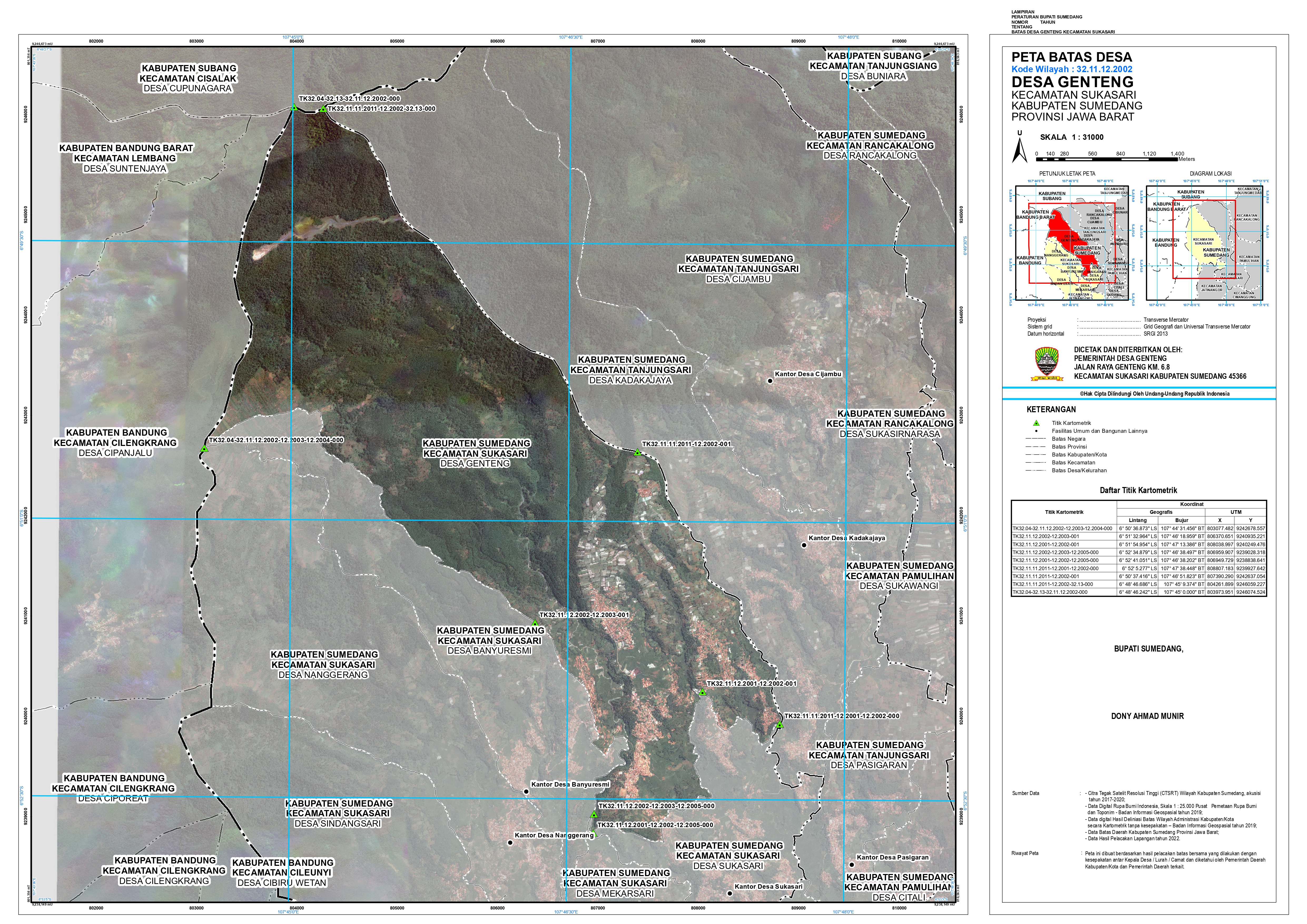 Peta Administratif Desa Genteng Perbup 290